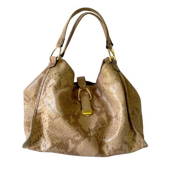 G.I.L.I Leather Snake Print Hobo Tote Shoulder Bag Purse - Picture 6 of 10